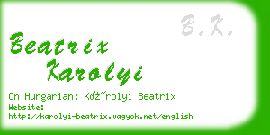 beatrix karolyi business card